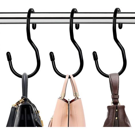 Set Mit 12 Handtaschenhaken, Einzigartiges Gedrehtes Design, Große Haken Für Kleiderstangen (schwarz)