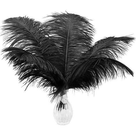 Set Aus 10 Naturschwarzen Straußenfedern, 35 Bis 40 Cm (13 Bis 15 Zoll), Zur Dekoration Von Tischen Bei Hochzeiten Zu Hause.