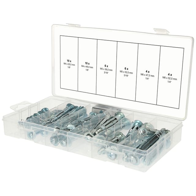 Sortiment Spreiz- und Ankerdübel, M4x20mm - M6x52mm, 40-tlg
