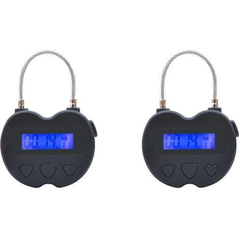2 Intelligente Zeitschaltuhr-vorhängeschlösser Mit Lcd-bildschirm, Usb-aufladbar, Für Reisen