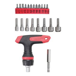 Bgs Technic - Bit-/Steckschlüssel-Einsatz-Satz mit Ratschen-T-Griff für Bits, umschaltbar 22-tlg.