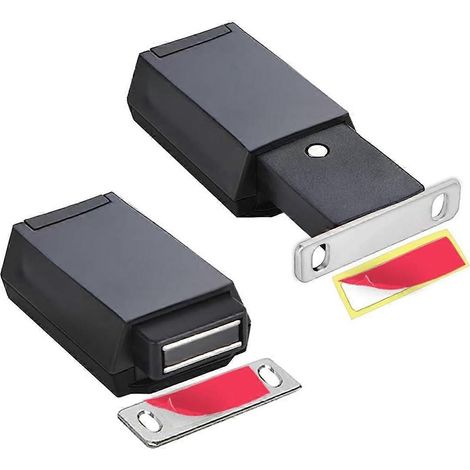 Set Aus 2 Robusten Push-to-open-verschlüssen Und -schlössern Für Verdeckte Türen, Mit Magnetischer Spitze Für Push-to-open-schubladen, Schwarz.