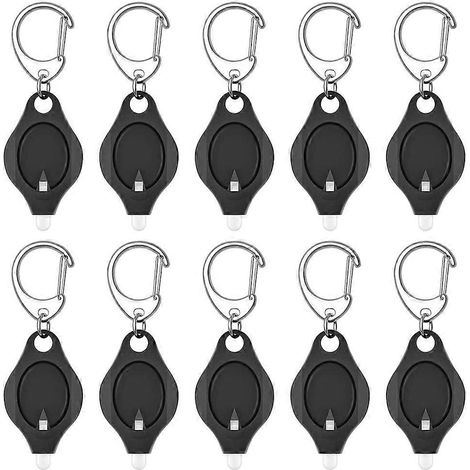 10er-pack Mini-led-schlüsselanhängerlampen Mit Ultraheller Leuchtkraft, Schwarz