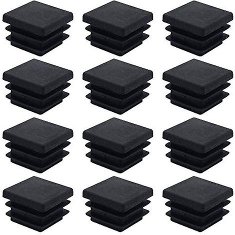40 Quadratische Möbelendkappen, 20 Mm X 20 Mm Quadratische Kunststoffrohrkappen, Mattschwarze Rutschfeste Endkappen, Rechteckige Rohrkappen.