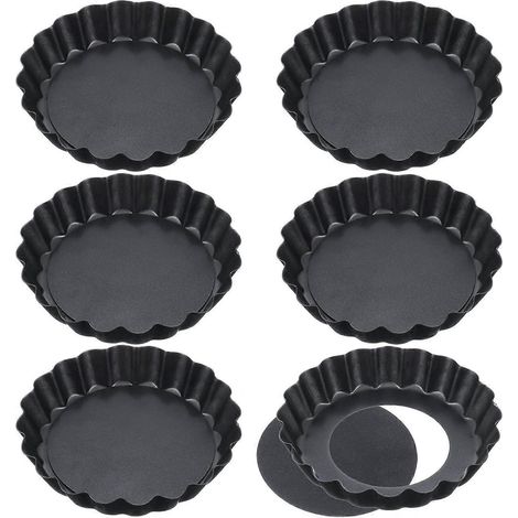 Set Mit 6 Antihaftbeschichteten 10-cm-quicheformen Mit Herausnehmbarem Boden, Tarteletteformen, Käsekuchenformen, Törtchenformen