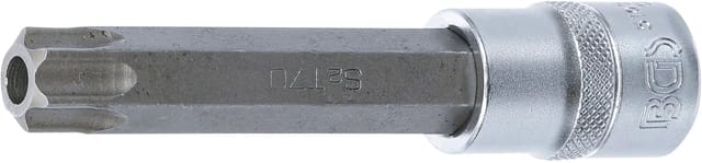 Bgs Technic - Bit-Einsatz Länge 110 mm Antrieb Innenvierkant 12,5 mm (1/2') T-Profil (für Torx) mit Bohrung T70