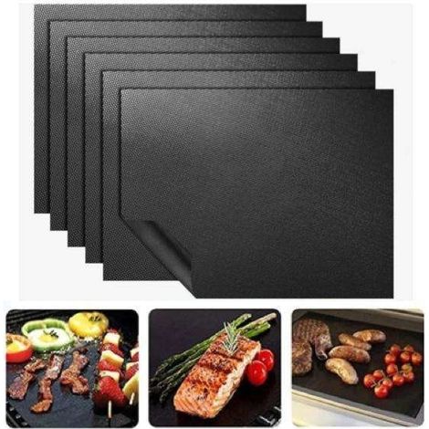 Set Mit 6 Antihaftbeschichteten Backmatten Für Backofen Und Grill, 40 X 33 Cm, Schwarz.