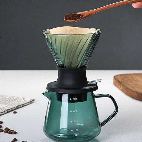 Switch Glass V60 600ml Tauchkaffeefilter, V-förmiger Filterkaffeebereiter Mit Filterhalter.