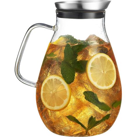 2500 Ml Glaskrug Mit Deckel, Leichte Und Elegante Karaffe Mit Griff, Ideal Für Kalte Tage.