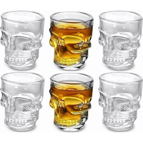 Set Mit 6 Transparenten, Schädelförmigen Schnapsgläsern À 45 Ml.