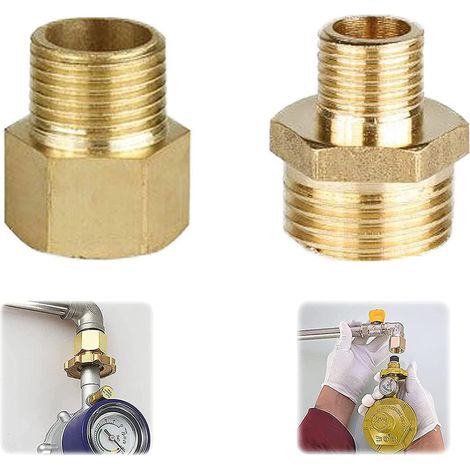 Gasschlauchadapter Aus Messing (1/2" Auf 1/4") Für Gasherde, Mit Übergangsstück Aus Kupfer. Kompatibel Mit Gas- Und Campingkochern.