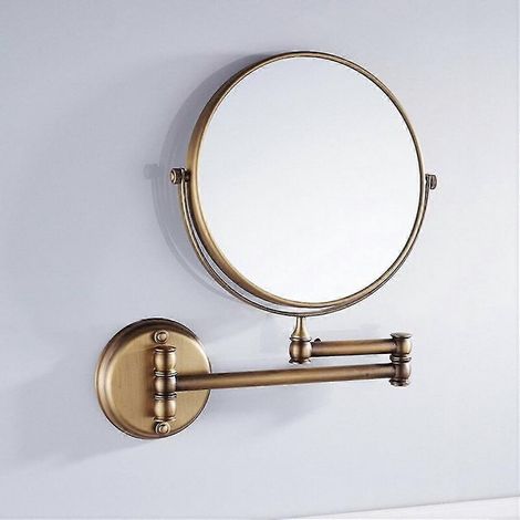 Antiker, Runder Wand-badezimmerspiegel Aus Messing, 8 Zoll, 3-fache Vergrößerung, Um 360 Grad Verstellbarer Kosmetikspiegel (gold)