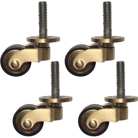 Satz Mit 4 Universalrollen Aus Massivem Messing In Goldoptik Für Möbel, Antik-stil, Drehbare Gummifüße, Tragfähigkeit 150 Kg, Gewindeschaft, Geeignet Für Klavierbeine.