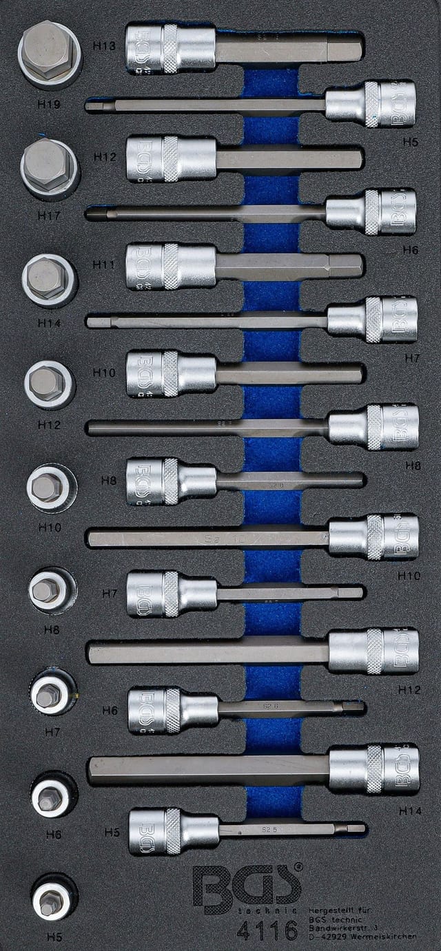 Bgs Technic - Werkstattwageneinlage 1/3: Bit-Einsatz-Satz Antrieb Innenvierkant 12,5 mm (1/2') Innensechskant 24-tlg.