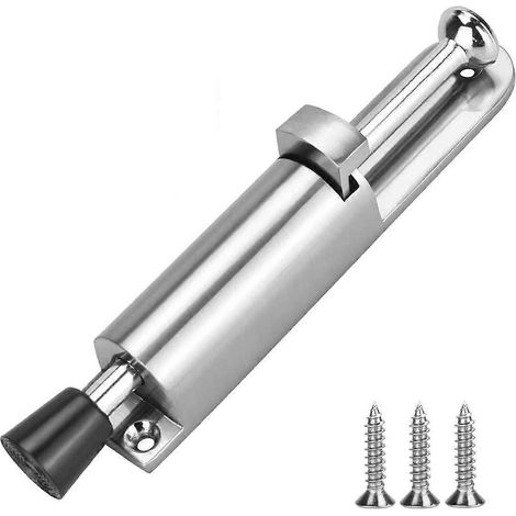 Robuster, Federbelasteter Türstopper Aus Zinklegierung, Für Den Innen- Und Außenbereich, Gebürstete Silberne Oberfläche.