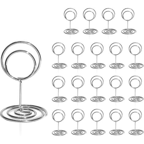 Tischkartenhalter (20 Stück) - Mini-tischkartenhalter (5 Cm), Kurze Halter Für Tischnummern, Hochzeitsdekorationen, Abschlussdekorationen, Büronotizen (silber)