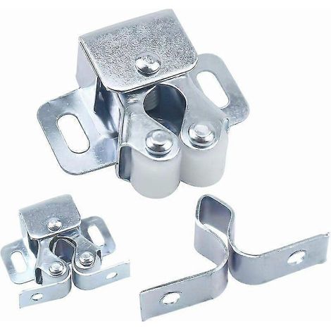 Set Mit 12 Türriegeln, Doppelrollenschließer, Doppelrollenschloss Für Möbel- Und Drehtüren, Schranktürschloss (silber)