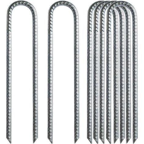 Set Mit 6 Verzinkten Stahl-gartenankern, Robust Und Widerstandsfähig, Mit U-förmigen Verstärkungen.