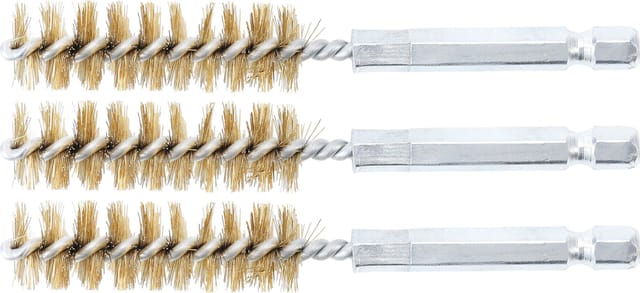 Messingbürste 14 mm Antrieb Außensechskant 6,3 mm (1/4') 3-tlg.