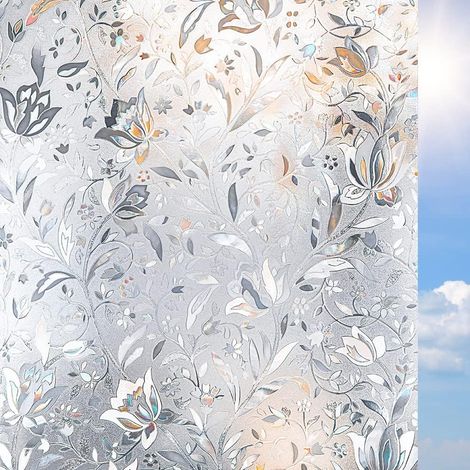 Blickdichte, Selbstklebende Fensterfolie, Klebstofffrei, Uv-schutz, Tulpenmuster, Milchglaseffekt, Garantierter Sichtschutz (30 X 200 Cm)