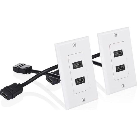 Set Mit 2 Kompatiblen 2-port-wanddosen, Weiß (unterstützt 4k Uhd, Arc Und Ethernet-pass-thru)