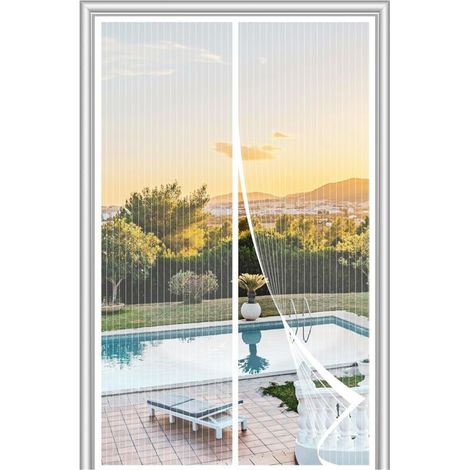 Magnetische Fliegengittertür Für Terrassentüren (90,4 X 208,3 Cm), Aus Feinmaschigem Gewebe Mit Magnetverschluss – Weiß, Tatsächliche Maße Des Fliegengitters