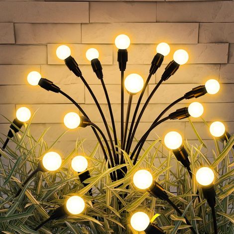 Set Mit 2 Solar-gartenleuchten, 10 Leds Mit Glühwürmchen-effekt, Wasserdicht, Für Den Außenbereich.