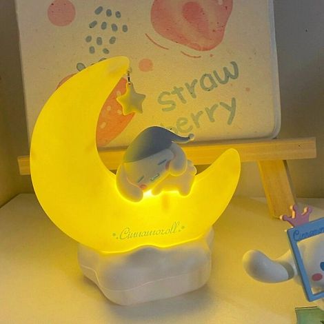 Sanrio Mond-led-nachttischlampe, Kuromi Cinnamonroll, Kawaii-accessoire, Schlafzimmerdekoration