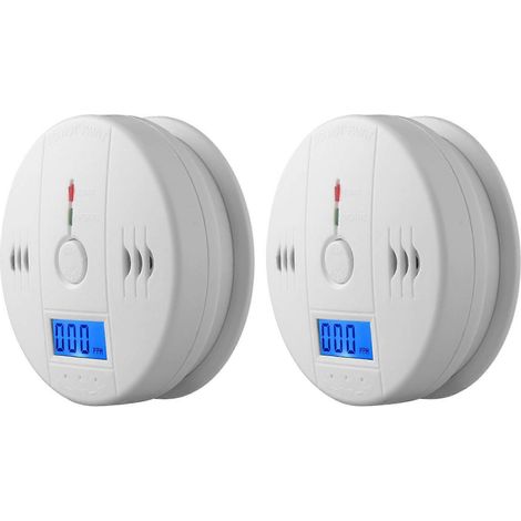 Set Mit 2 Rauch- Und Kohlenmonoxidmeldern Mit Lcd-bildschirm, 100% Neu