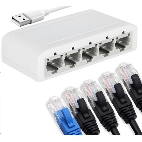 Ethernet-splitter, Internet-splitter, Netzwerk-switch, Cat6, Rj45, 100 Mbit/s, Usb-stromversorgung, 5-port-lan-switch Zum Hinzufügen Zusätzlicher Ethernet-ports