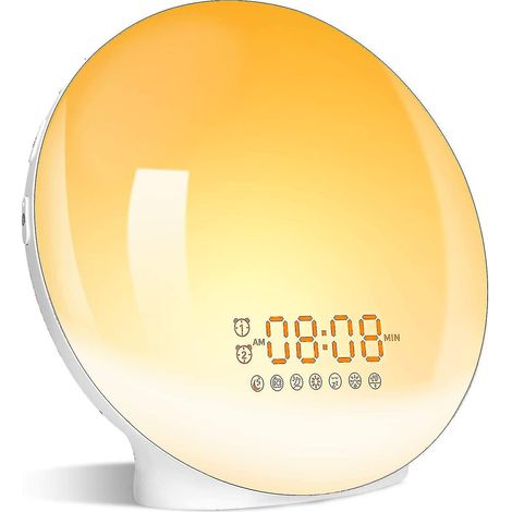 Lichtwecker Von Humanmade Mit Sonnenaufgangs- Und Sonnenuntergangssimulation, Doppelalarm, Nachttischlampe, Schlummerfunktion, Fm-radio, 7 Naturgeräuschen Und 7 Farben.