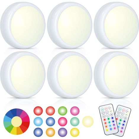 Set Mit 6 Led-strahlern Inklusive 2 Fernbedienungen, Rgb-design, Mehrere Farben, Weiß