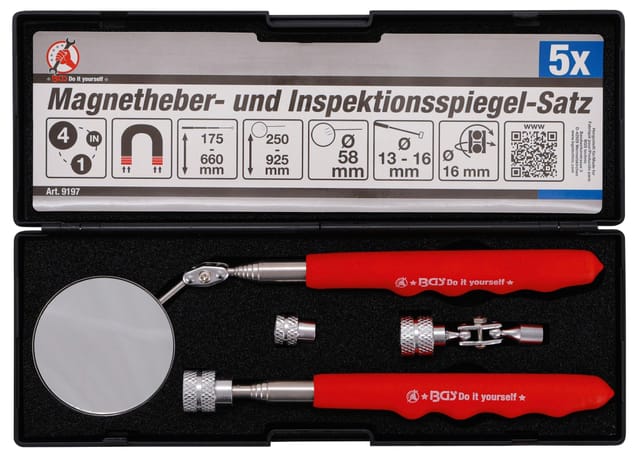 Magnetheber- und Inspektionsspiegel-Satz 4-tlg.