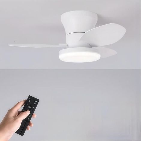 Ventilator, Leiser Ventilator 65 Cm / 25,5 Zoll Mit Fernbedienung, 3 Led-beleuchtungsmodi, 6 Geschwindigkeiten (weiß)