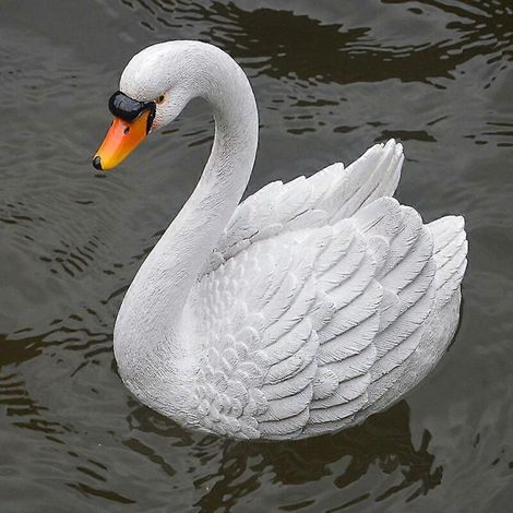Gartenfigur Schwan Aus Kunstharz Für Den Außenbereich, Dekoration Für Wasseroberflächen (abmessungen: 19,5 Cm × 13 Cm × 19,5 Cm)