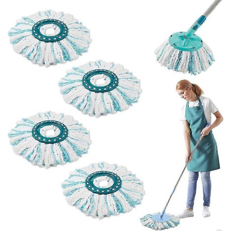 Set Mit 4 Ersatzköpfen Für Den Leifheit Clean Twist Disc M Micro Set Fransenmopp, 2-faser-system Für Runde Fransenmopps, Kompatibel Mit Dem Leifheit Clean Twist M Mopp.