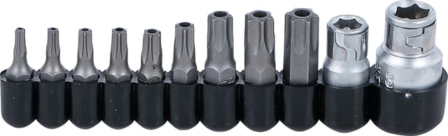 Bgs Technic - Bit-Satz Antrieb Außensechskant 6,3 mm (1/4') / 10 mm (3/8') T-Profil (für Torx) mit Bohrung 11-tlg.