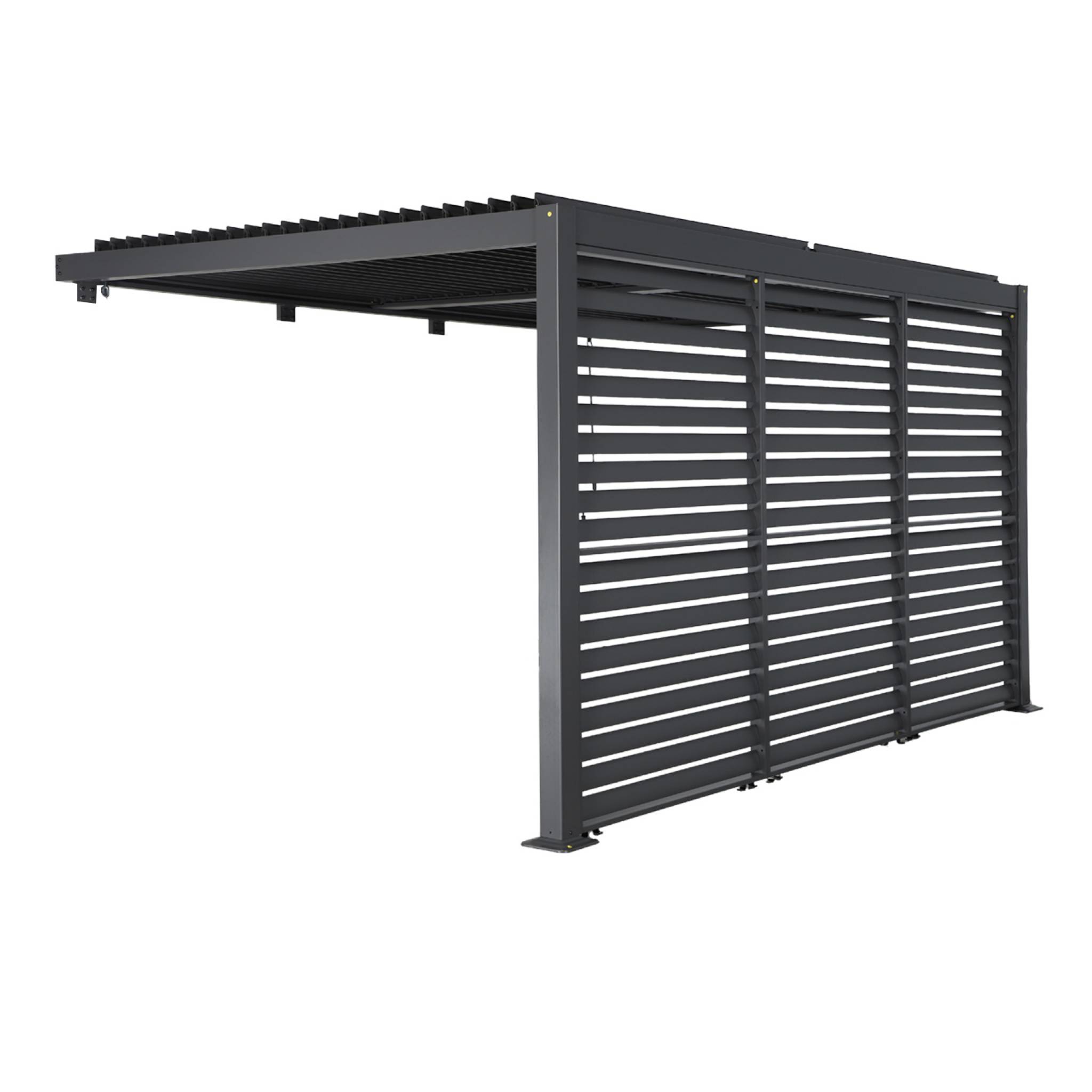 Sweeek - Wand Pergola Palace 3x4m Mit Lamellendach + 3 Lamellenwände 130cm