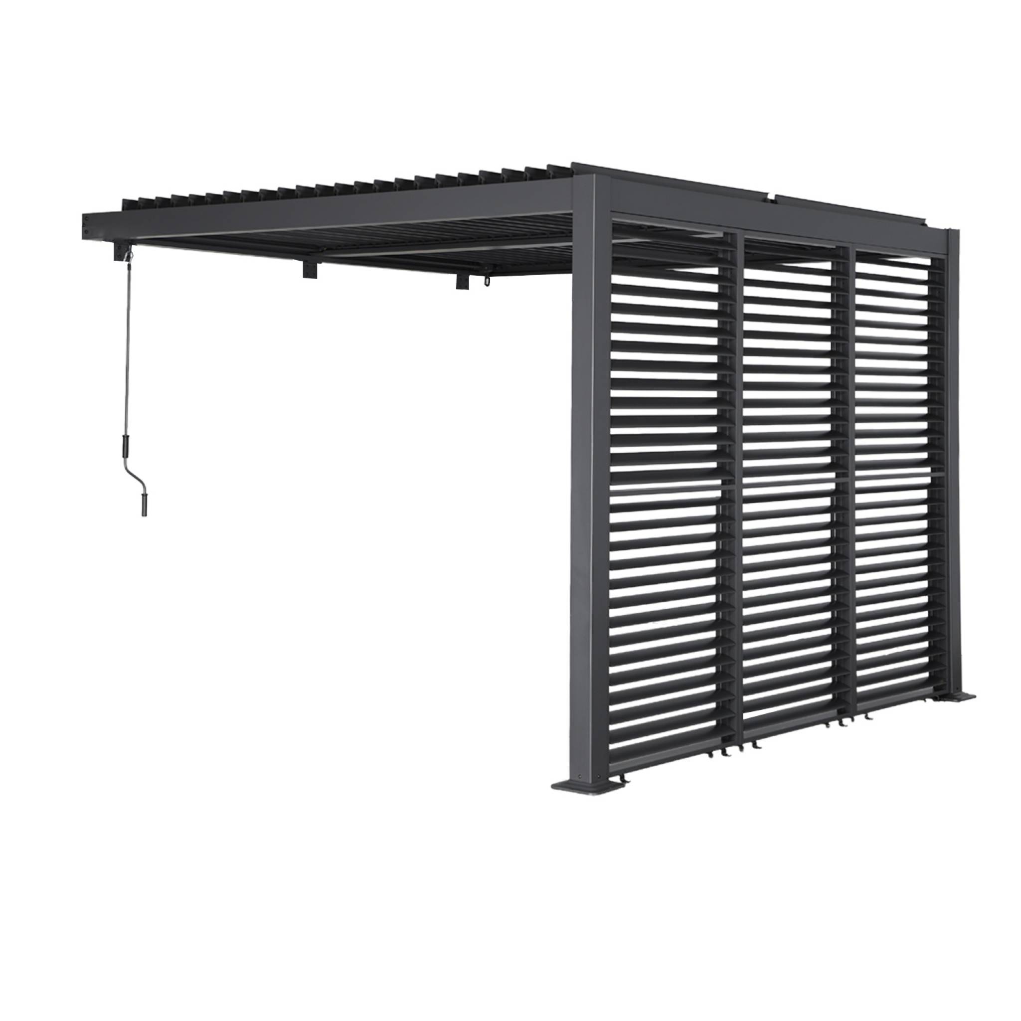 Sweeek - Wand Pergola Palace 3x3m Mit Lamellendach + 3 Verstellbare Lamellenwände 100cm