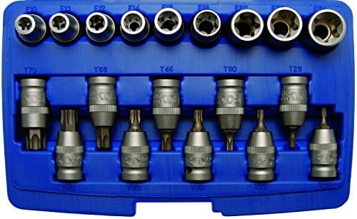Bgs Technic - Bit-Einsatz-/Steckschlüssel-Einsatz-Satz Antrieb Innenvierkant 12,5 mm (1/2') E-Profil / T-Profil (für Torx) 19-tlg.