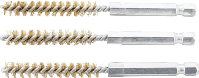 Messingbürste 8 mm Antrieb Außensechskant 6,3 mm (1/4') 3-tlg.
