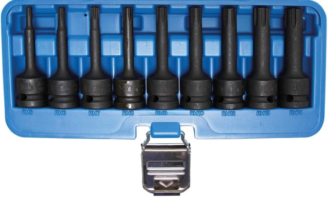Kraft-Bit-Einsatz-Satz Antrieb Innenvierkant 12,5 mm (1/2') Keil-Profil (für Ribe) M5 - M14 9-tlg.