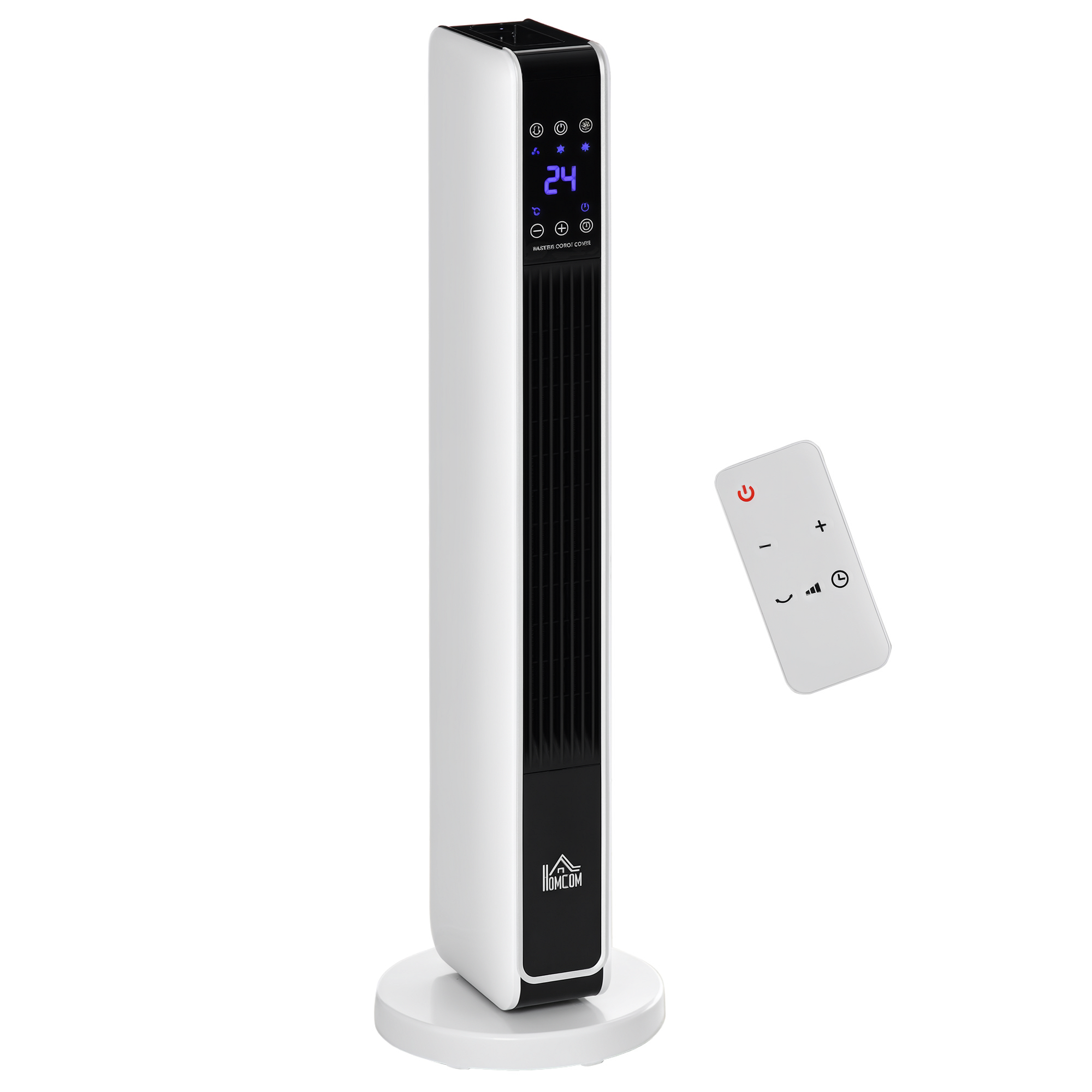 Elektrischer Heizlüfter, 2200 W, Keramik-heizturm Mit Fernbedienung, 8-stunden-timer, Oszillationsfunktion, Abs Pa, Weiß Und Schwarz, 21 X 21 X 73 Cm