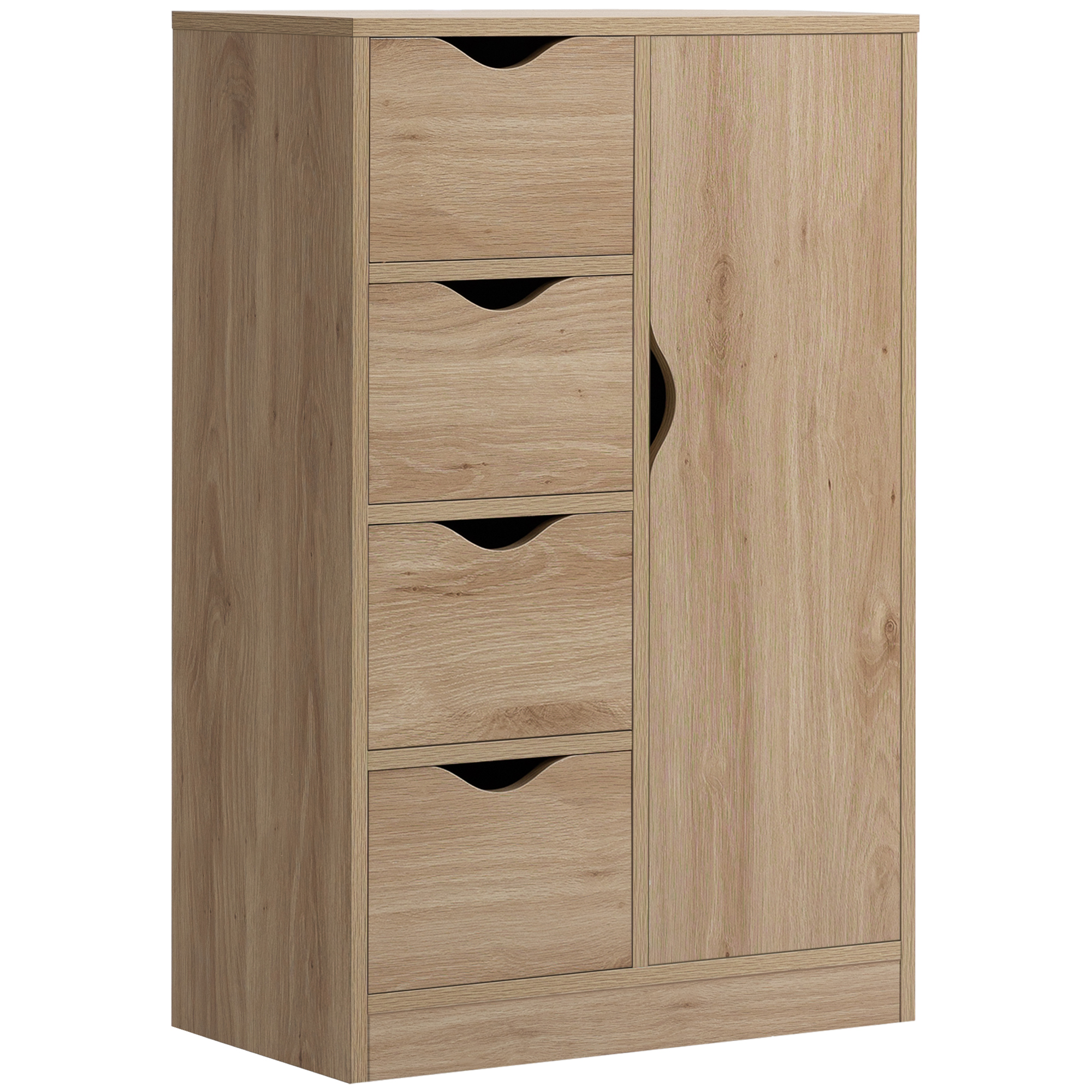 Badezimmerschrank Mit 4 Schubladen, 2 Einlegeböden Und Griffmulden, Spanplatte, 54 X 29 X 83 Cm