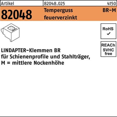 Lindapter - Klemme r 82048 gtw 40 br 16 / 8,0 Temperguss feuerverzinkt