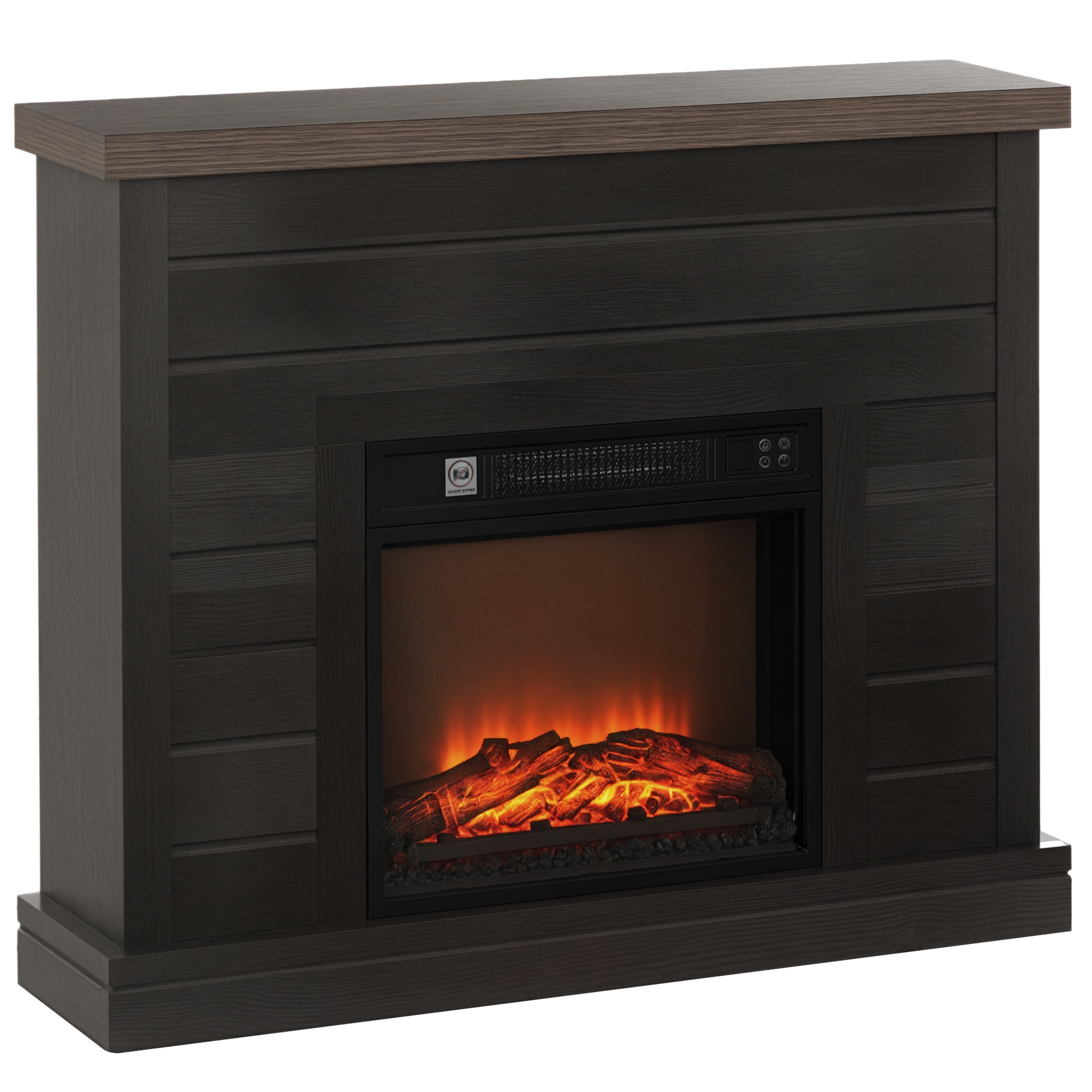 Elektrischer Kamin Mit 1800 W Leistung, Flammeneffekt Und Fernbedienung, Aus Holz, Metall Und Glas, 96,5 X 22 X 81,7 Cm, Dunkelgrau