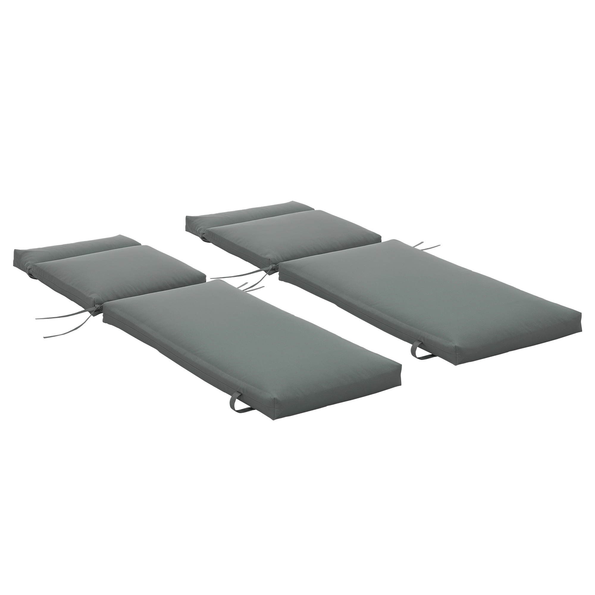 Set Mit 2 Sonnenliegenkissen, Extra Dicke 8 Cm Gartenkissen, Dunkelgrau, Nur Kissen.