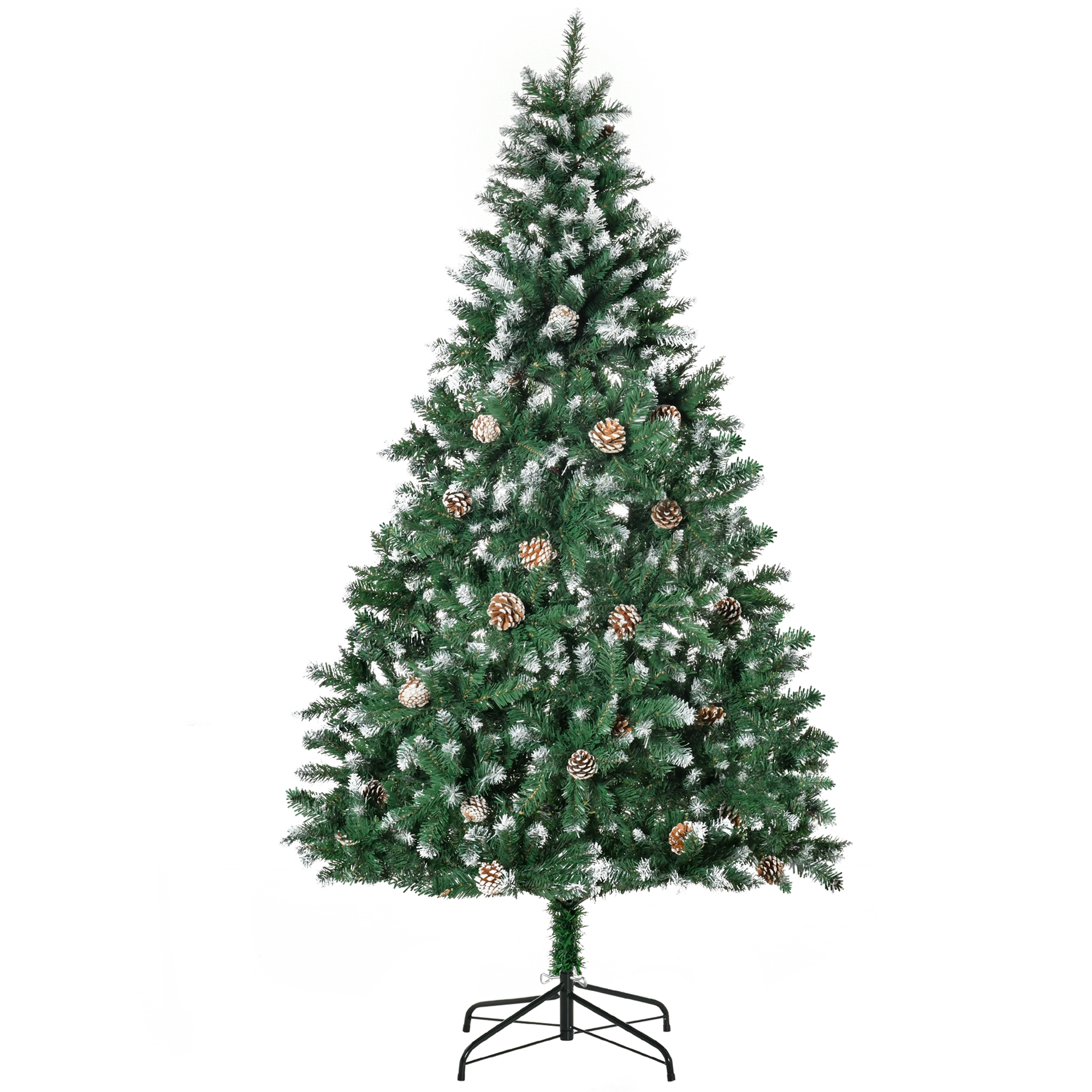 Künstlicher Weihnachtsbaum Ø 90 X 180 Cm Mit 1111 Pvc-zweigen Und 59 Tannenzapfen, Automatischer Öffnungsmechanismus, Faltbarer Fuß Und Stahlständer Für Den Innenbereich, Grün