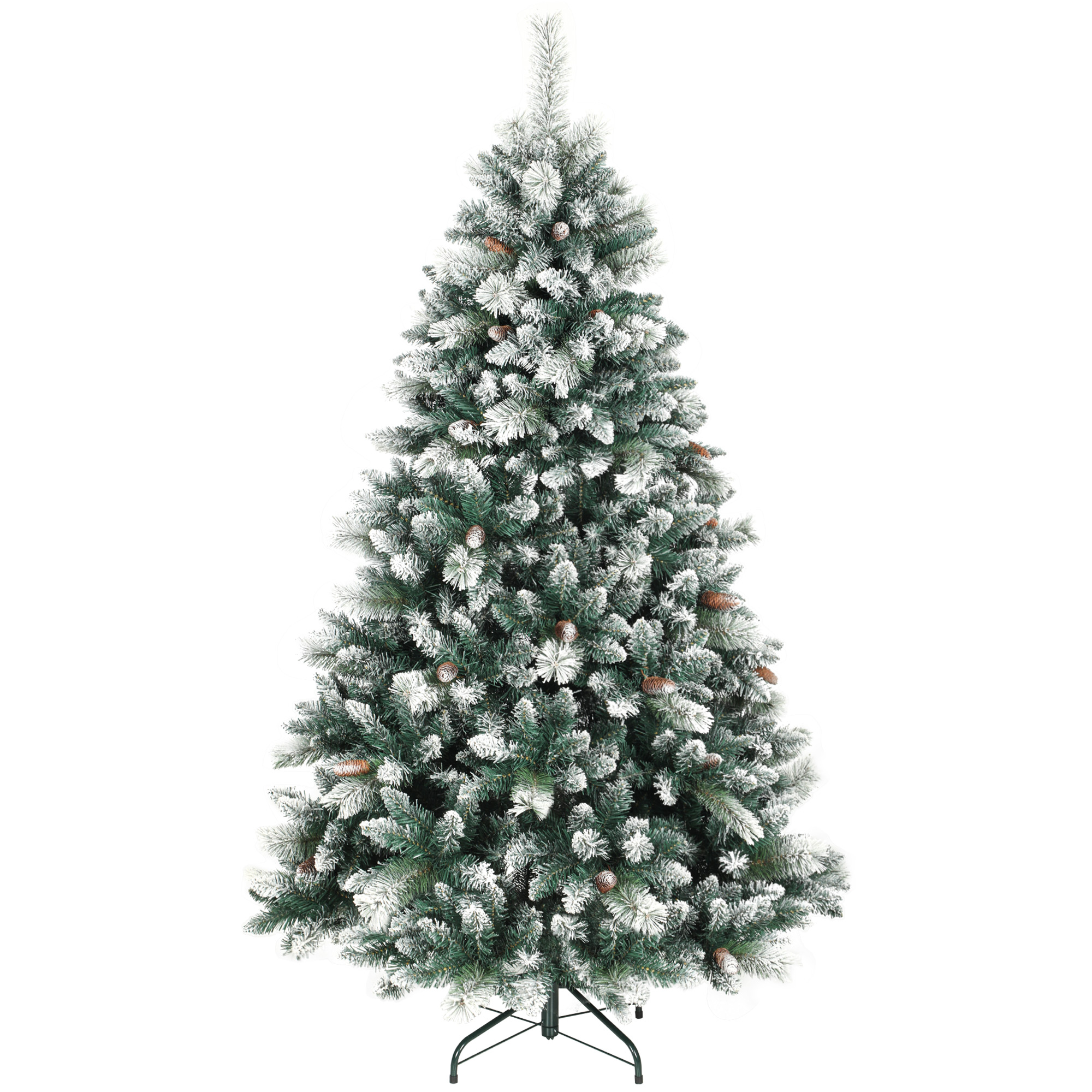 180 Cm Hoher Künstlicher Weihnachtsbaum, Schneebedeckter Künstlicher Baum, 1000 Zweige, 34 Tannenzapfen, Breiter Sockel