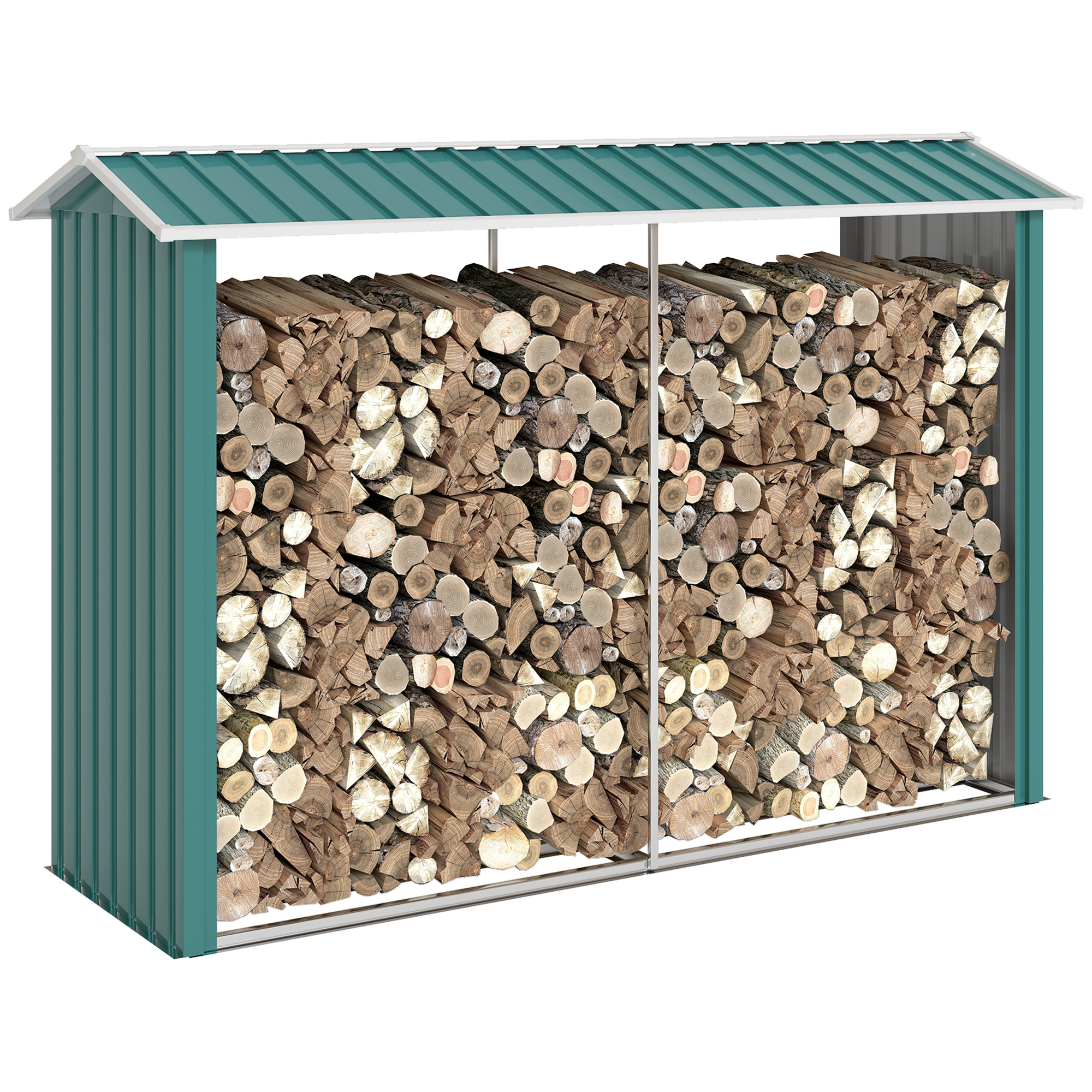 Holzschuppen Mit Verzinktem Stahlrahmen Und Erhöhtem Sockel, 240 X 86 X 160 Cm, Grün
